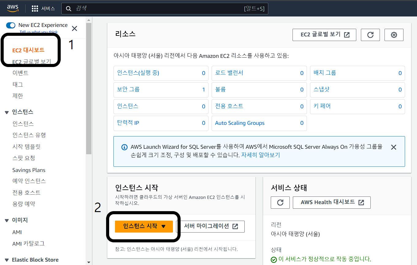  1. 서버 시작하기 by AWS EC2 서버 할당