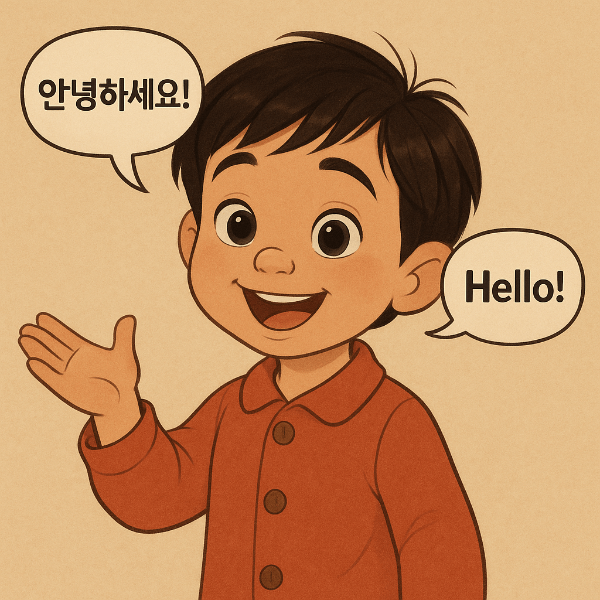 이중언어를 사용하는 남자 어린이
