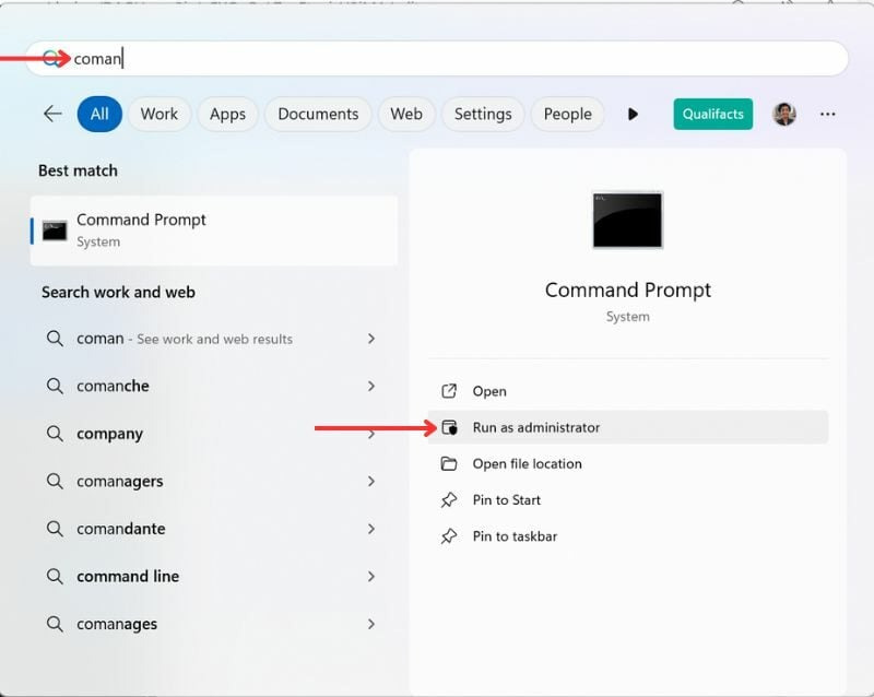 윈도우 명령 프롬프트 열기