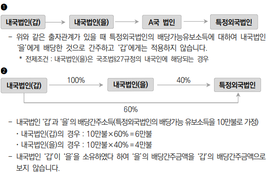 [내국인간 배당간주금액의 산출배제 예시]