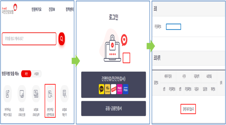 국민건강보험-홈페이지-본인부담-상한액조회