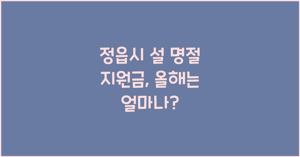 정읍시 설 명절 지원금