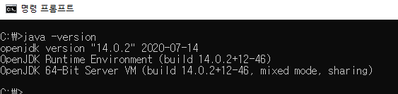 cmd에서 JAVA의 버전을 확인