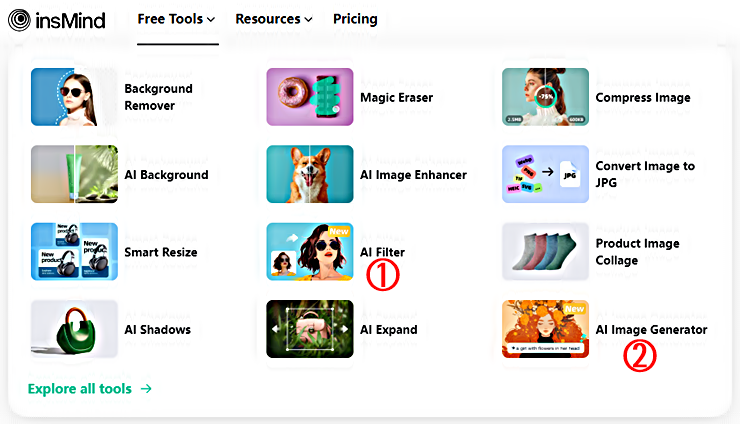 AI 무료 도구 모음│Insmind 바로가기 링크