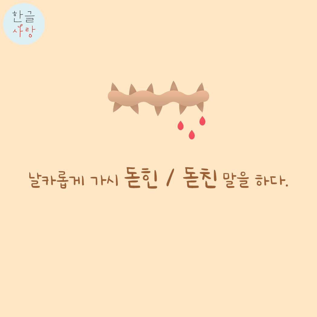  날카롭게 가시 돋힌 / 돋친 말을 하다.