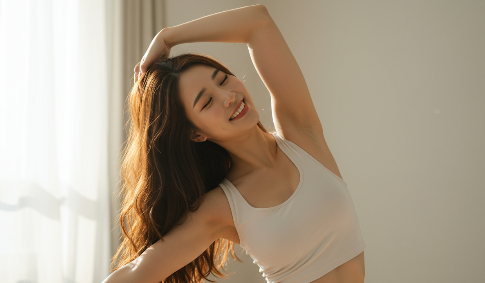 스트레칭하고 있는 여성