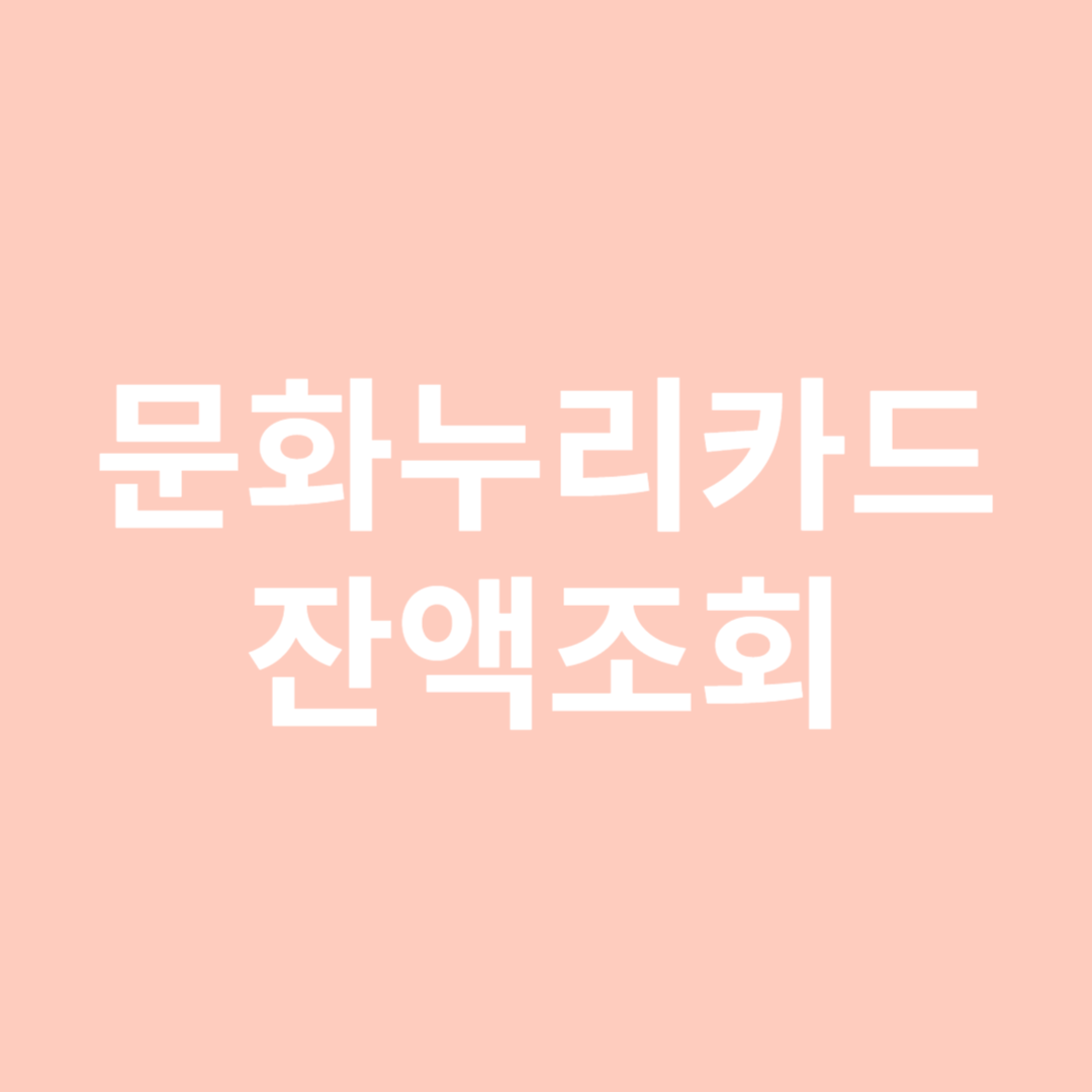 문화누리카드 잔액조회