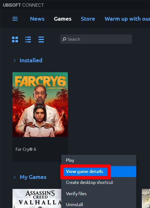 Ubisofrt Connect games farcry6 View game details