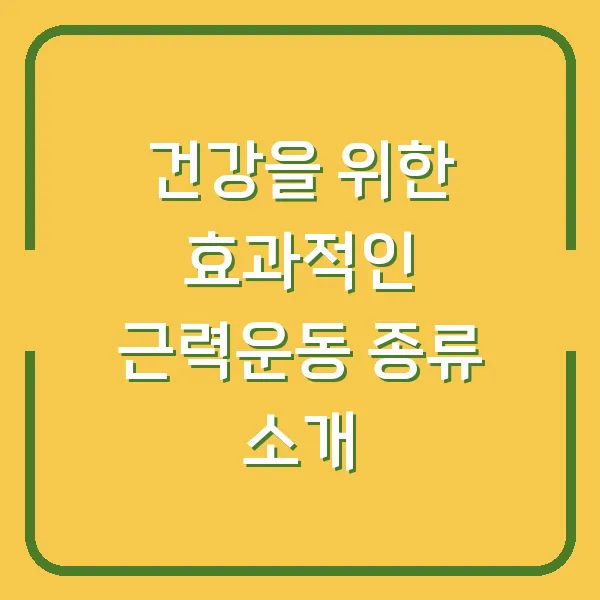 건강을 위한 효과적인 근력운동 종류 소개