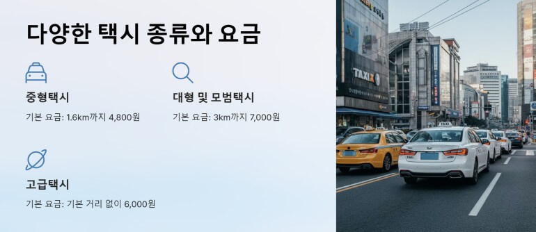 택시종류별 기본요금에 관한 ppt 이미지