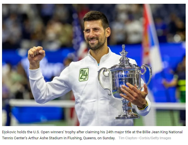 조코비치&#44; 24번째 그랜드 슬램 달성..최고령 US오픈 우승 VIDEO: Novak Djokovic Is Redefining What Is Possible