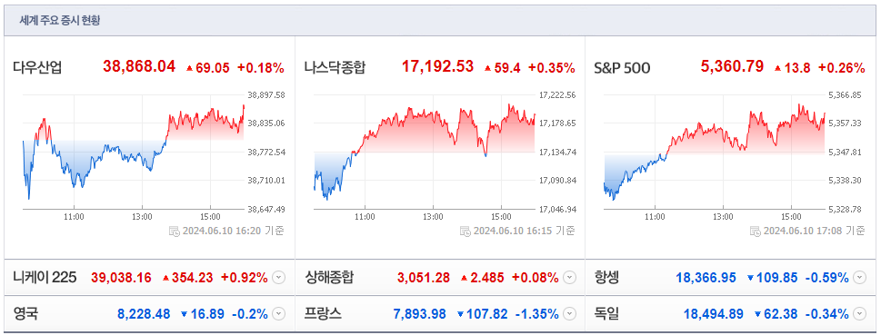 24.6.10 세계주요증시현황