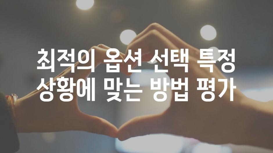 최적의 옵션 선택 특정 상황에 맞는 방법 평가