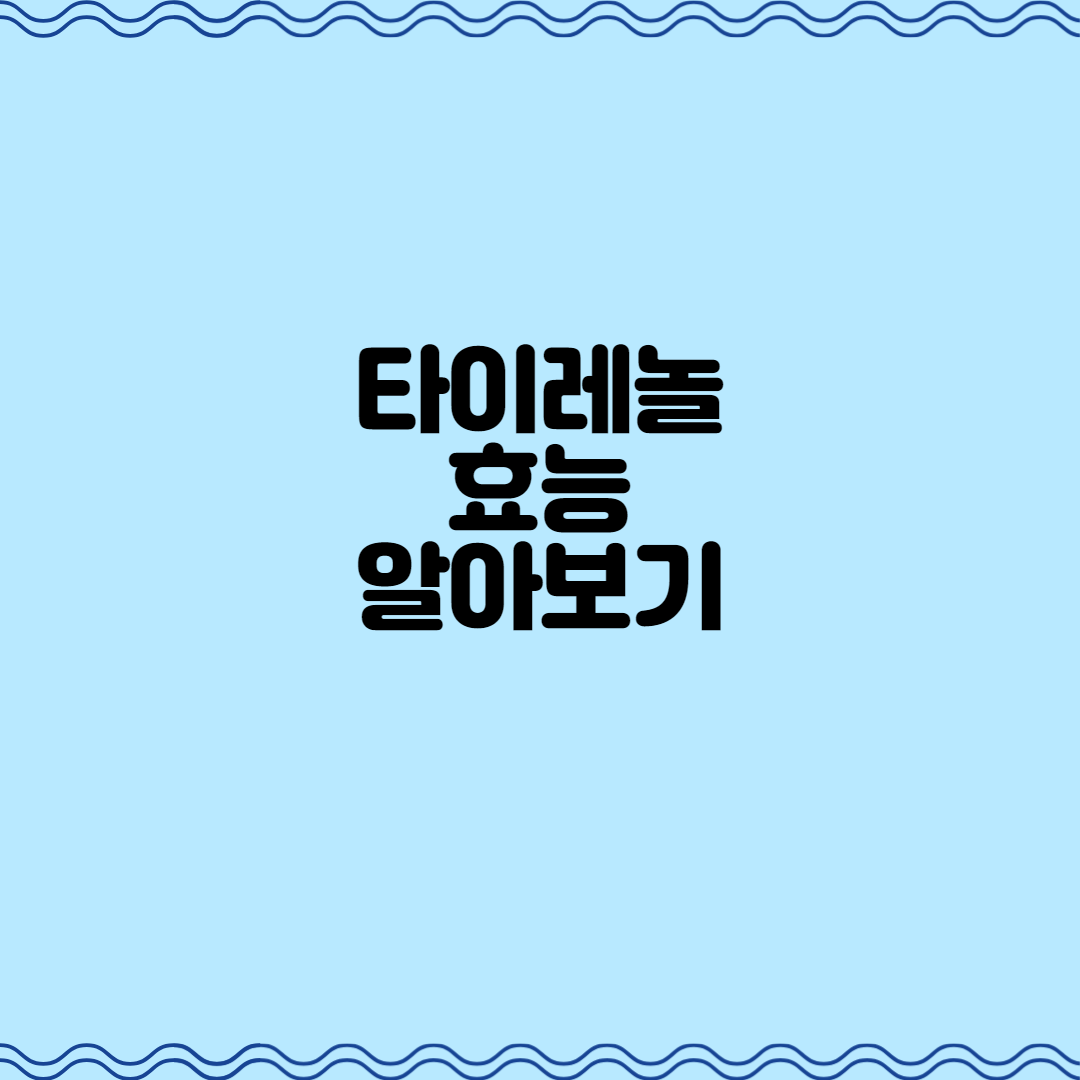  타이레놀 효능 알아보기