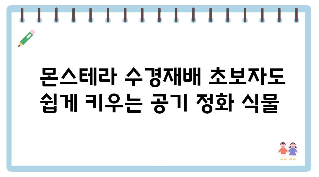  몬스테라 수경재배 초보자도 쉽게 키우는 공기 정화 식물