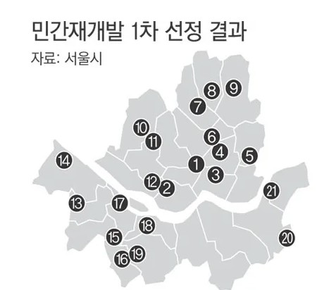  서울시 신속통합기획 발표 첫 적용 민간재개발 후보지 21곳 어디?