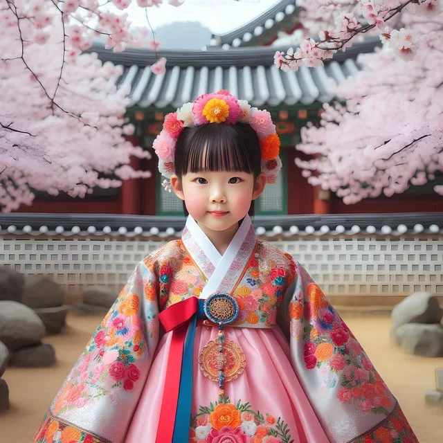 한복을 입은 꼬마아이