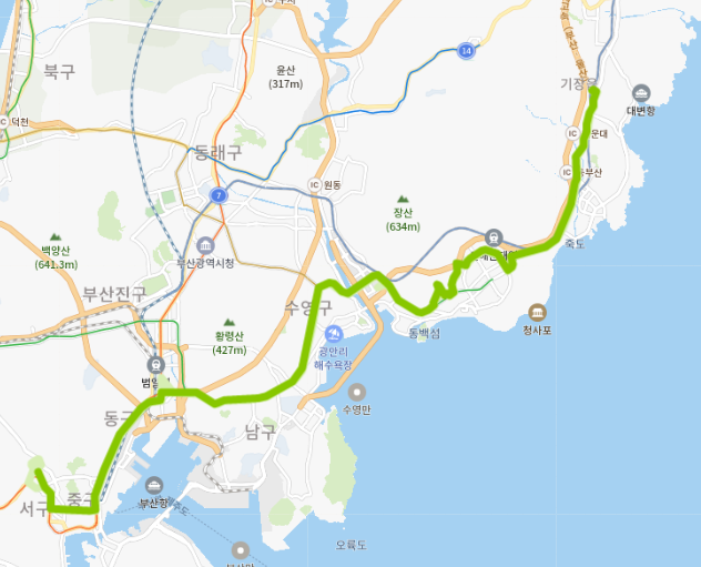  부산 40번 버스 노선, 시간표 안내 [송정역, 해운대 백병원, 벡스코, 센텀시티역, 국제시장 ]