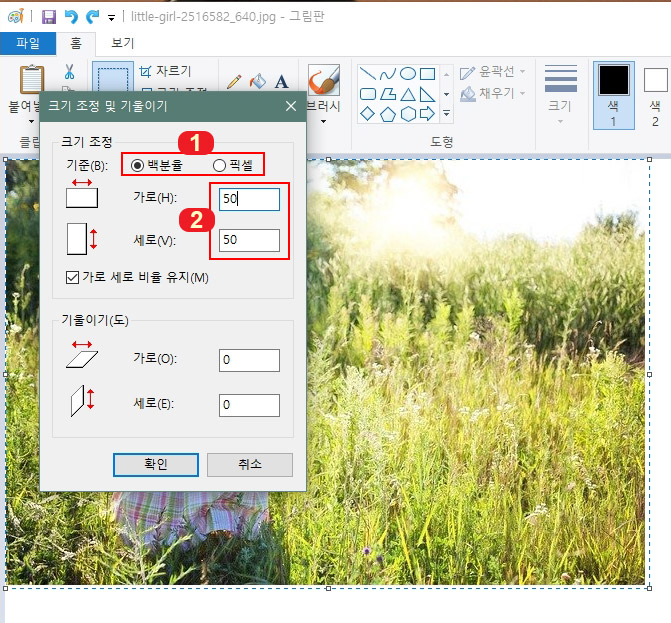 그림판 사진 크기 조절