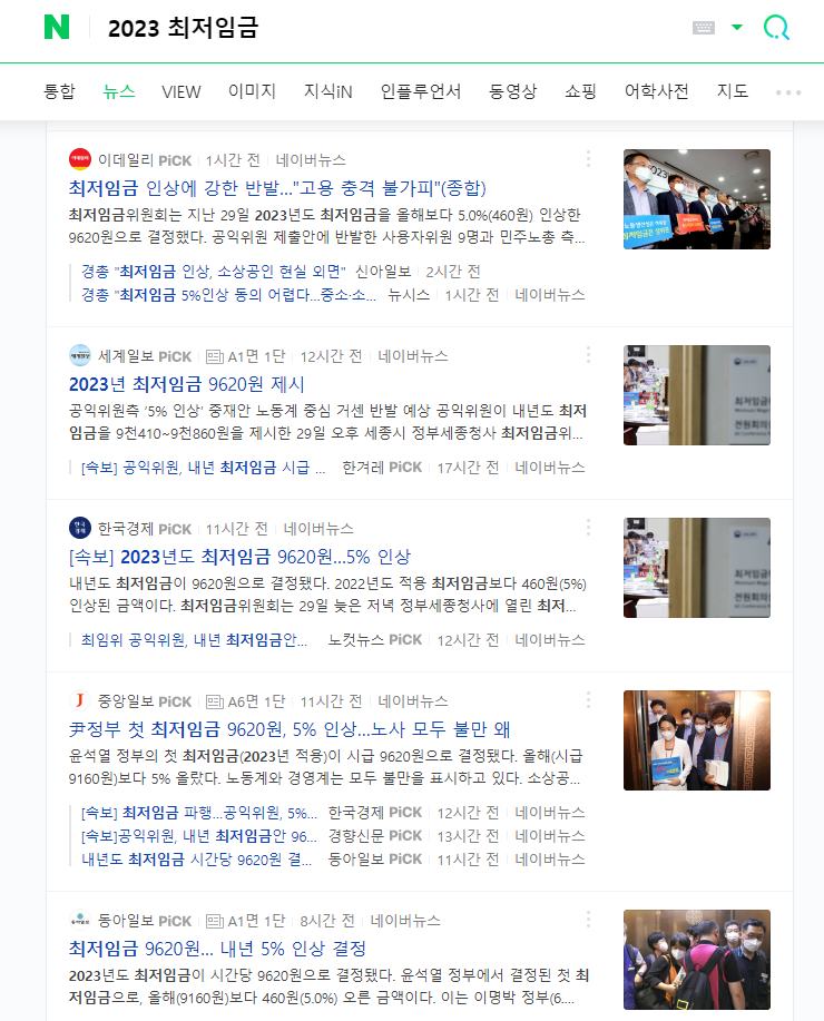 2023년 최저임금 5%인상 9620원 확정! 2023년 최저임금 5%인상 9620원 확정!