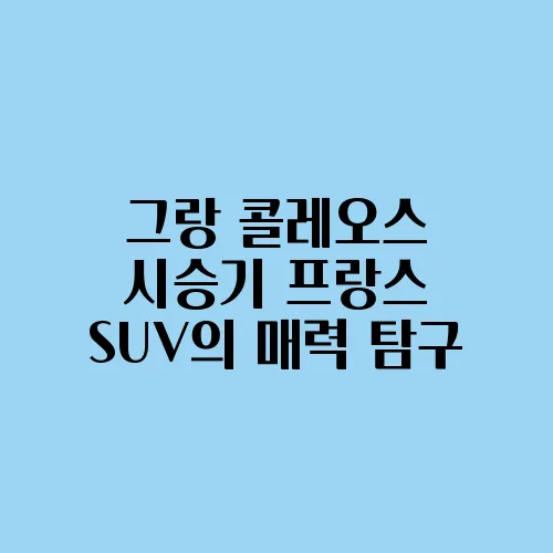 그랑 콜레오스 시승기 프랑스 SUV의 매력 탐구