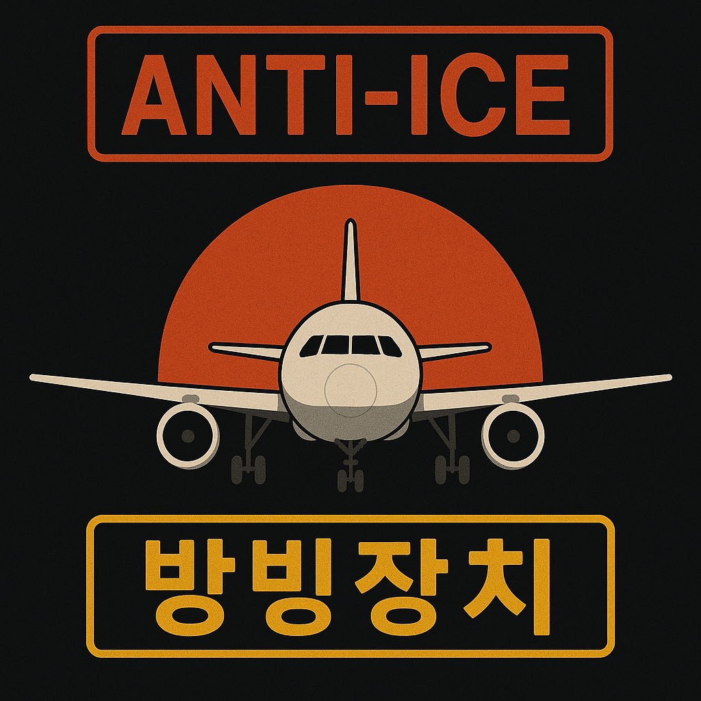 방빙장치 문구가 적혀 있는 그림과 중간에 항공기 그림