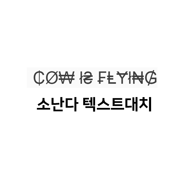  소난다 cow fly 텍대 & 텍스트대치 & 이모티콘