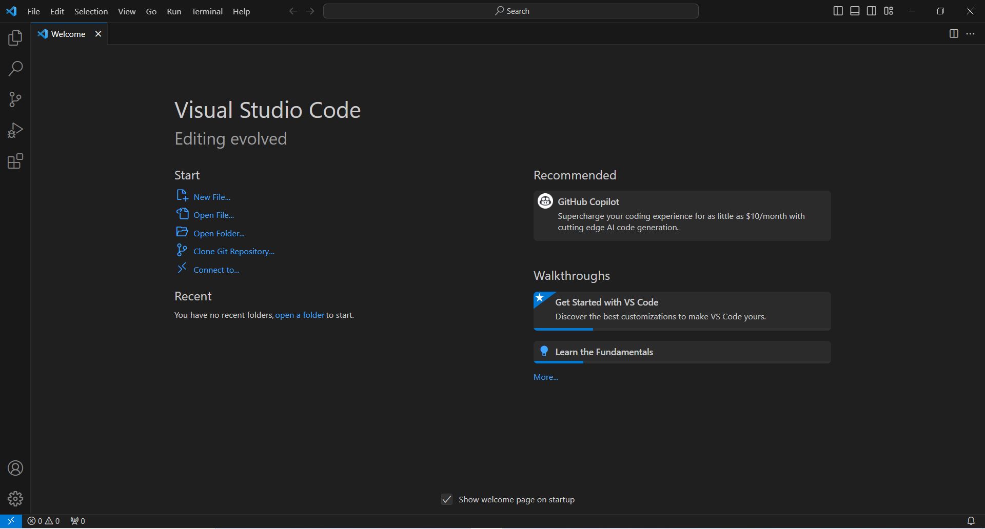 Visual Studio Code 설정 끝