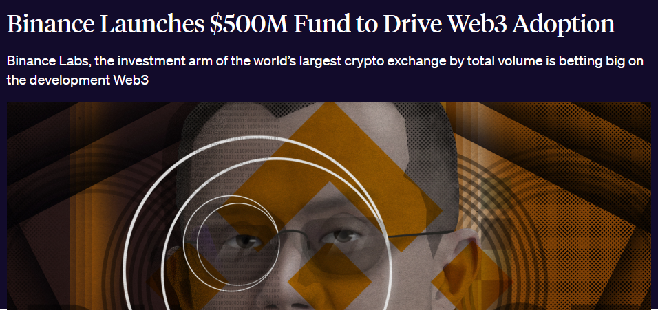  가상자산 세계 최대 거래소 바이낸스 6,000억원 규모 Web3.0 펀드 출범