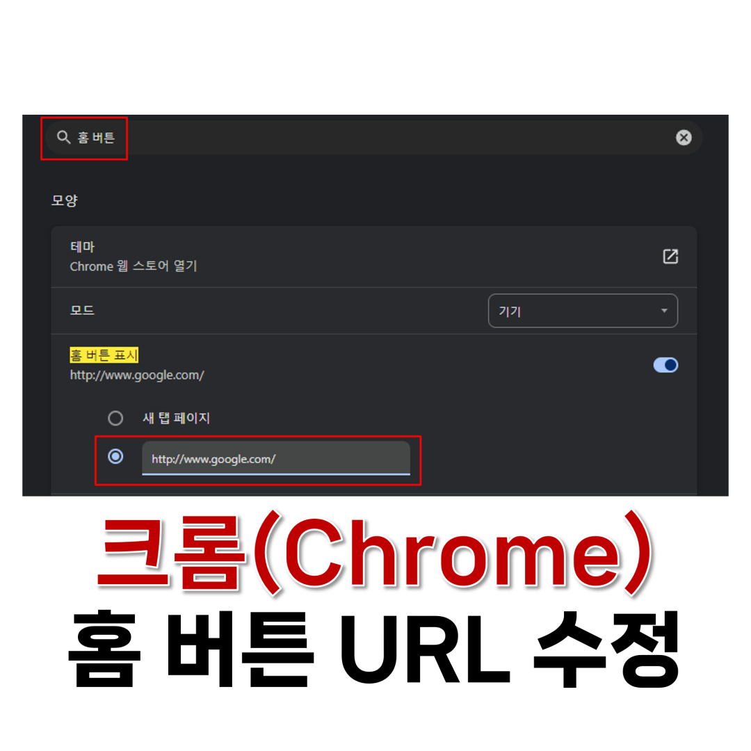 크롬 홈 버튼 URL 수정