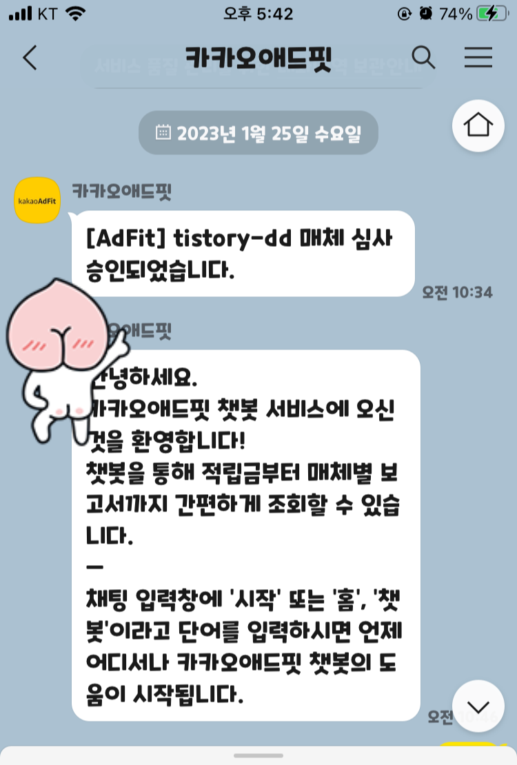 애드핏 승인되었다는 메시지