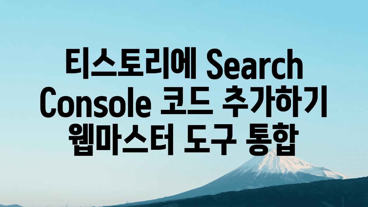 티스토리에 Search Console 코드 추가하기 웹마스터 도구 통합