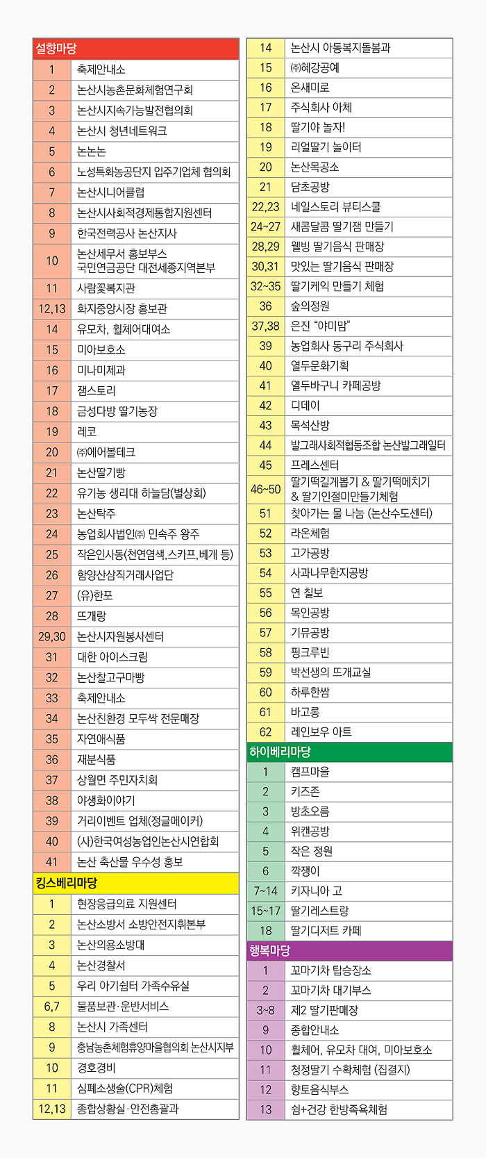 2023 논산 딸기 축제-행사장 배치도 설명