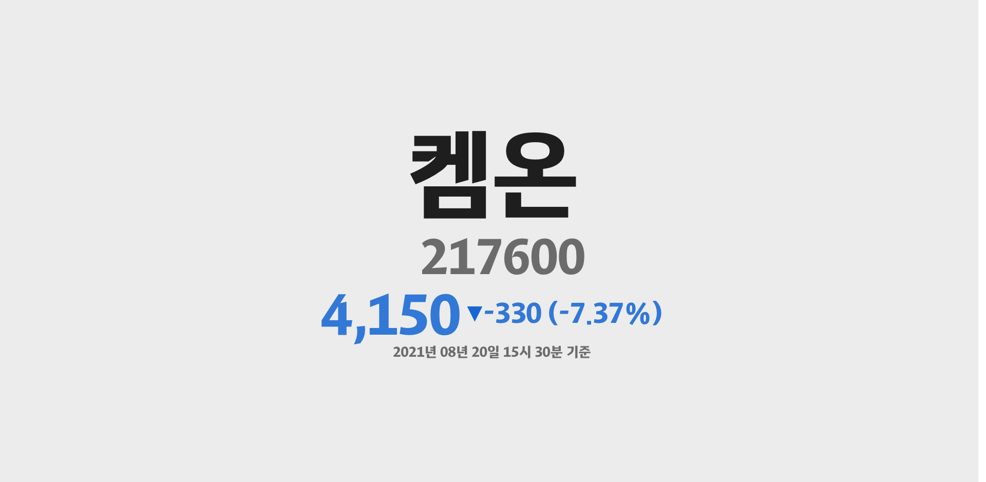 켐온 2021-08-20 15:30:00기준 주가
