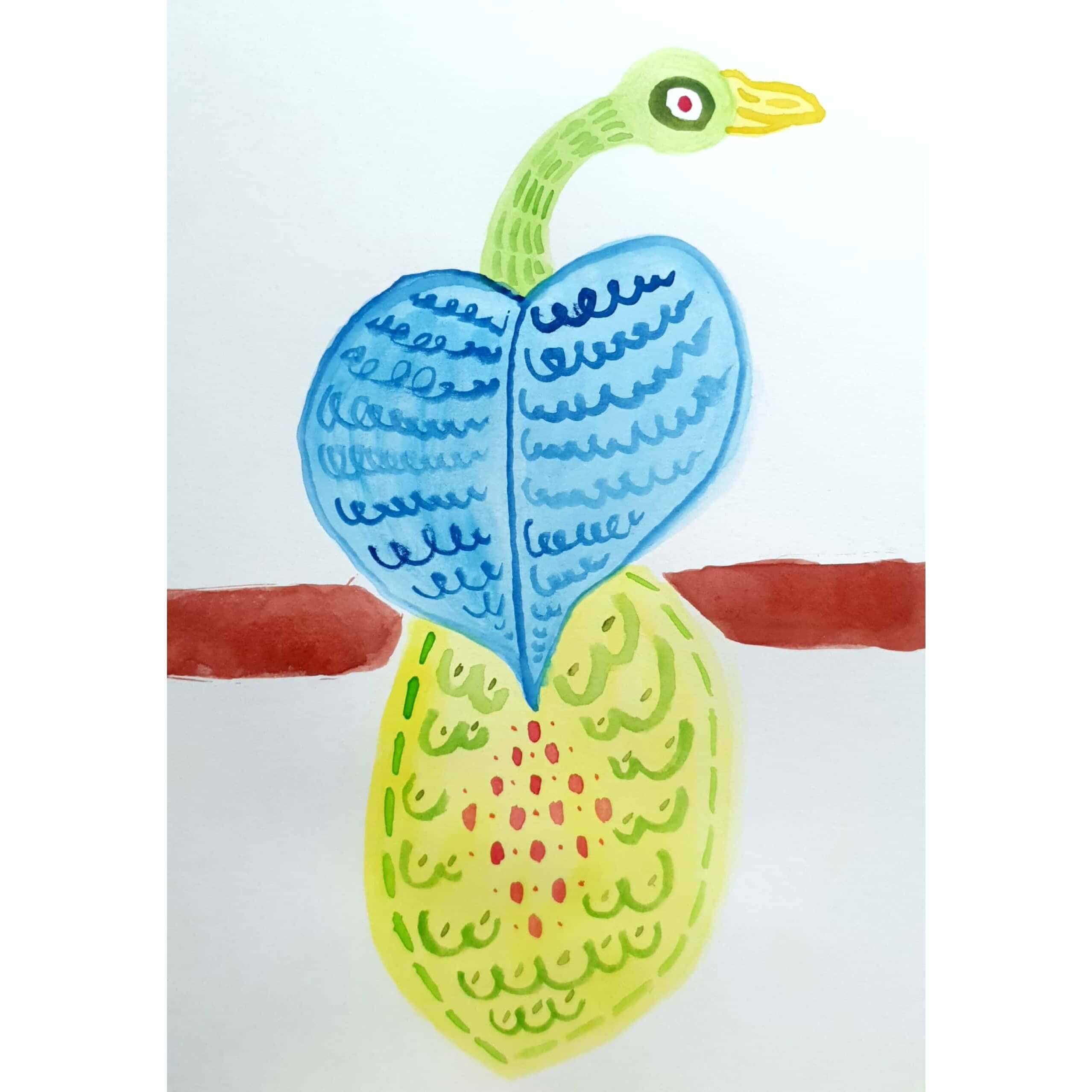  Sitting Bird 앉아있는 새 / 일러스트 그림 드로잉 / 동물 그리기