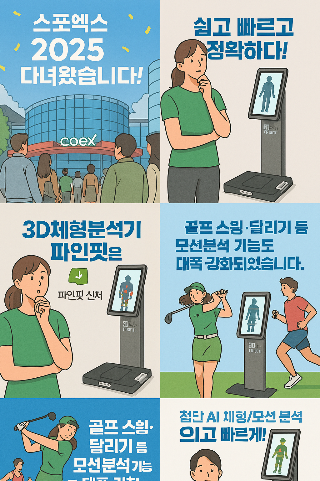 3D 체형 분석기 파인핏 장비 화면