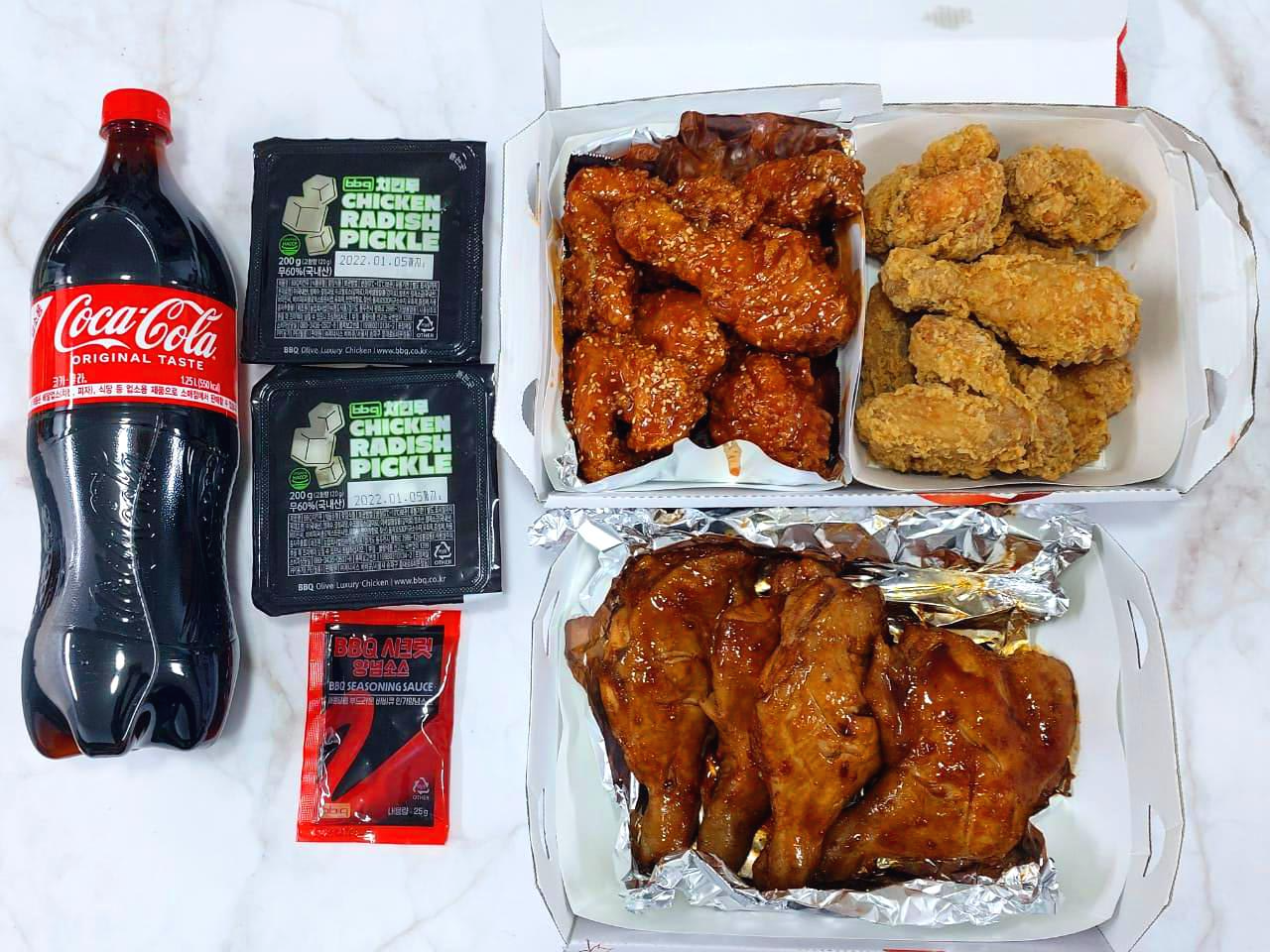  BBQ 자메이카 통다리 구이와 황금올리브치킨 반반 세트 후기