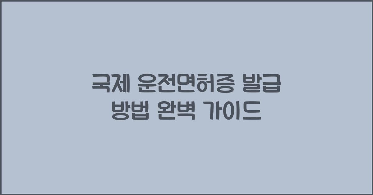 국제 운전면허증 발급 방법