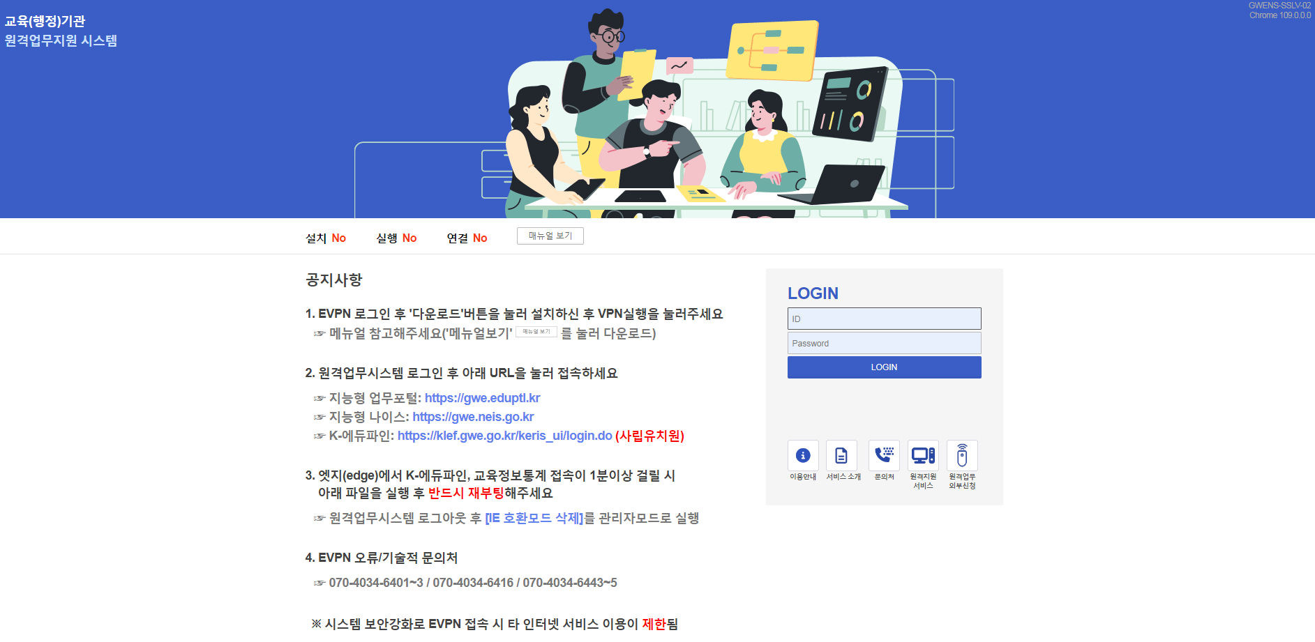 강원도교육청 4세대 지능형 원격업무지원시스템 EVPN (https://evpn.kwe.go.kr)