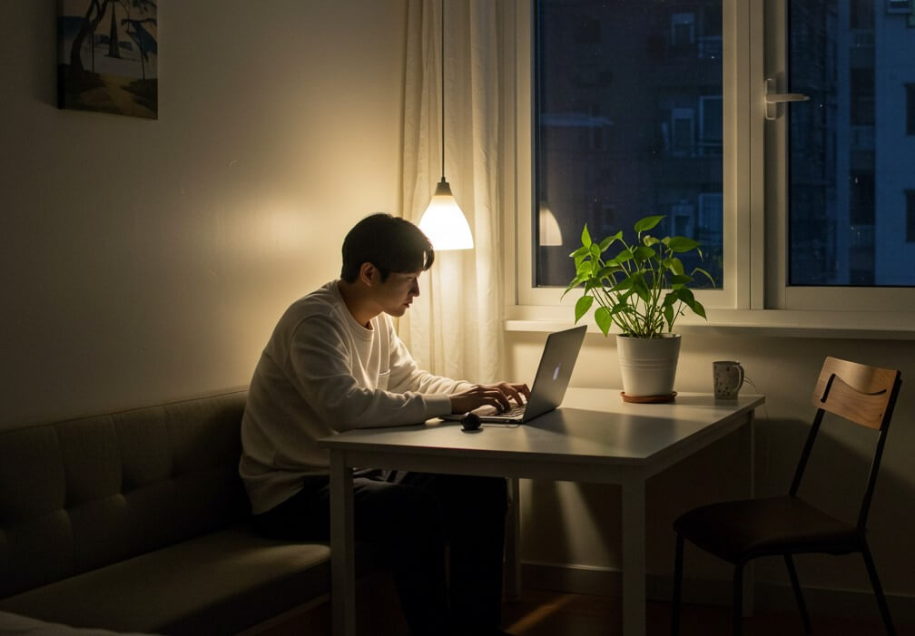작은 소품과 조명으로 포인트를 준 자취방 사진