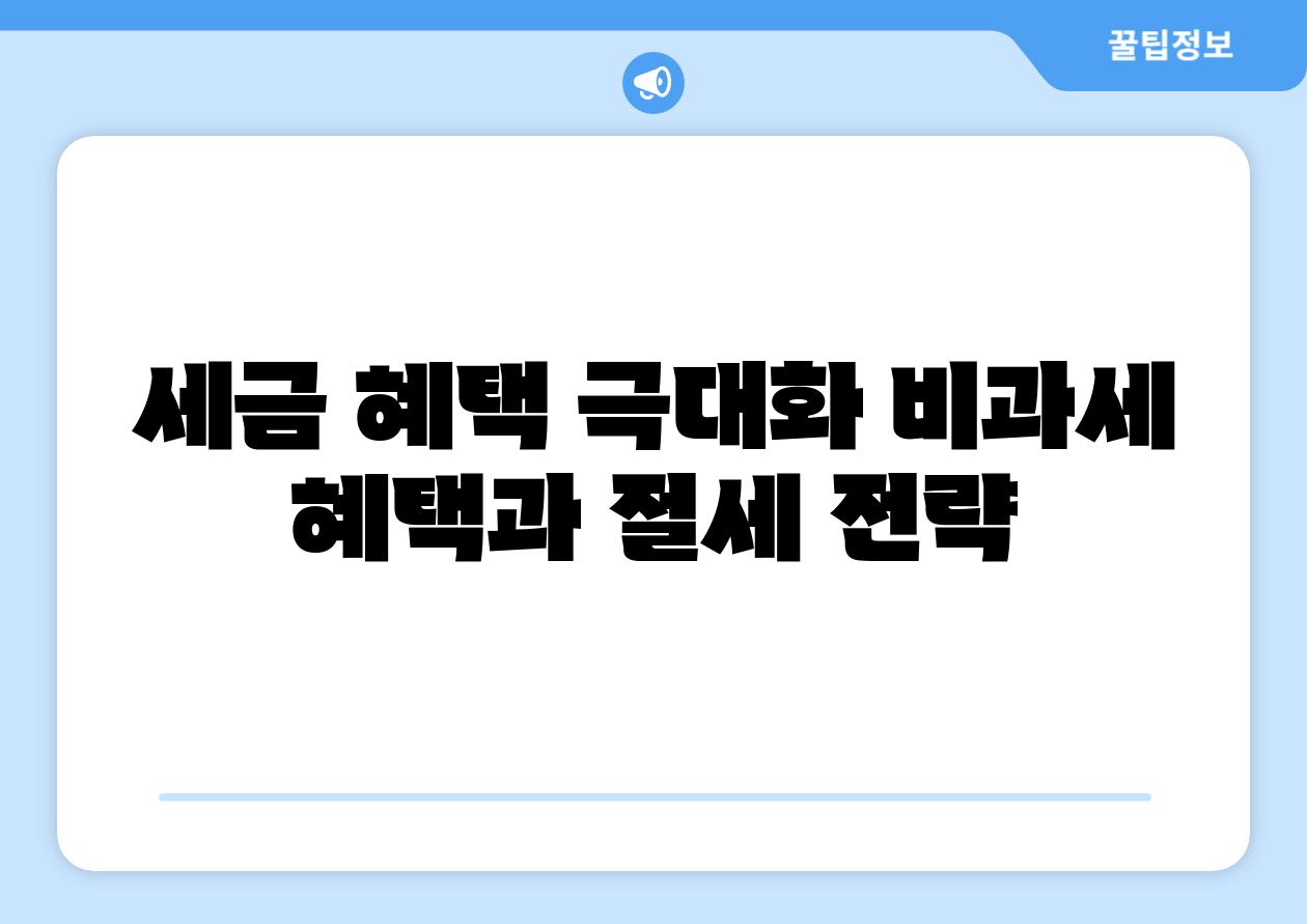 세금 혜택 극대화 비과세 혜택과 절세 전략