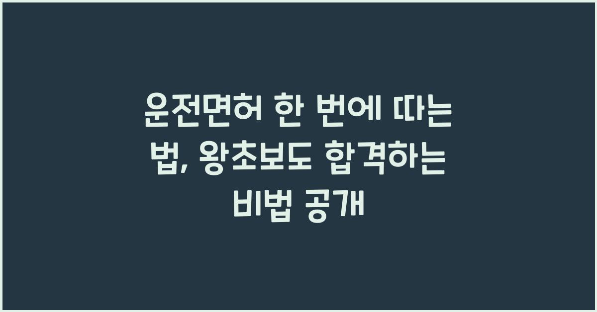 운전면허 한 번에 따는 법, 왕초보도 합격하는 비법