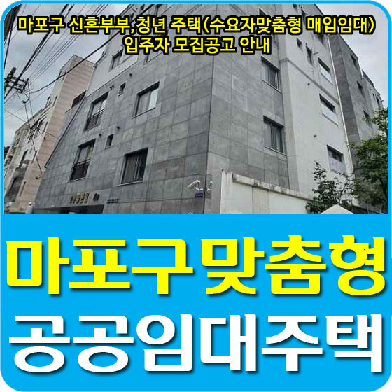  마포구 신혼부부,청년 주택(수요자맞춤형 매입임대) 입주자 모집공고 안내