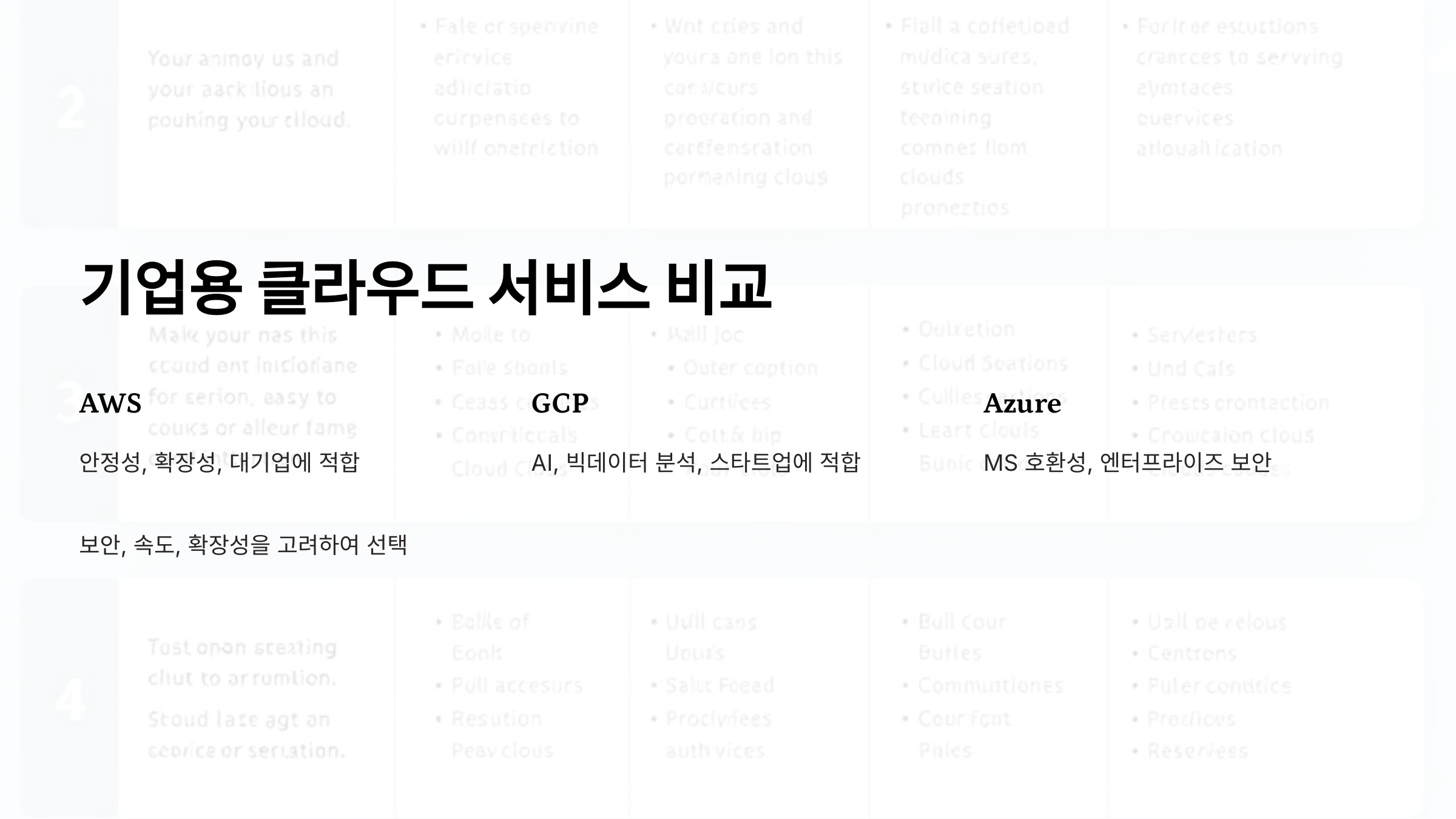 기업용 클라우드 서비스, AWS vs GCP vs Azure 비교! 최적의 선택 가이드