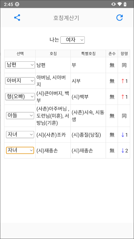 촌수와 호칭계산기 앱, 친척들과의 관계와 호칭 정리하기