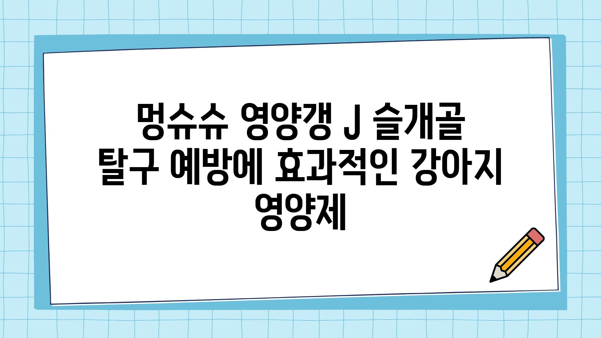 멍슈슈 영양갱 J 슬개골 탈구 예방에 효과적인 강아지 영양제