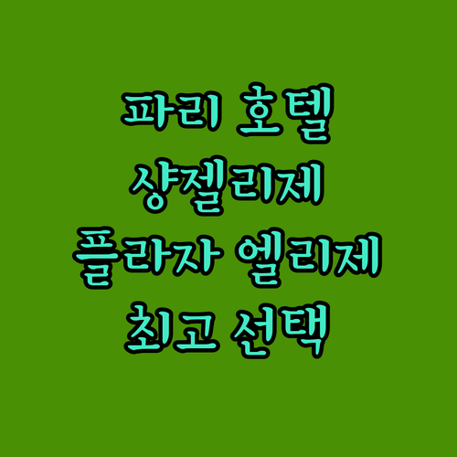 파리 호텔 추천 샹젤리제, 플라자 엘