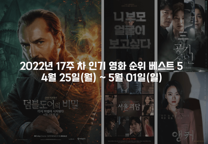 2022년 17주 차 인기 영화 순위 베스트 5 포스터 모음