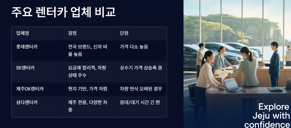 주요 렌터카 업체 비교