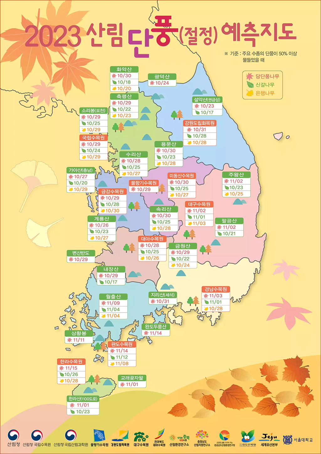 2023 산림 단풍(절정) 예측지도